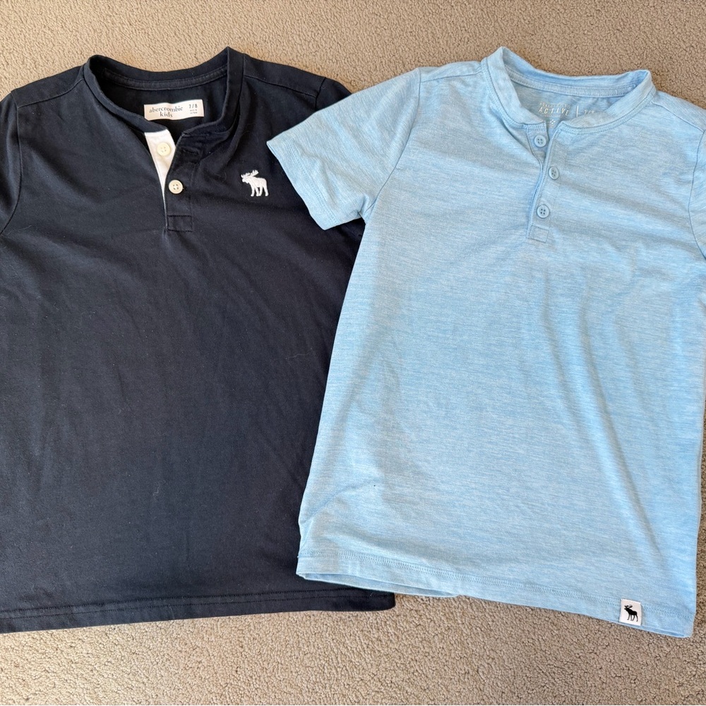 Abercrombie & Fitch Kids' Navy and Light Blue Polos
